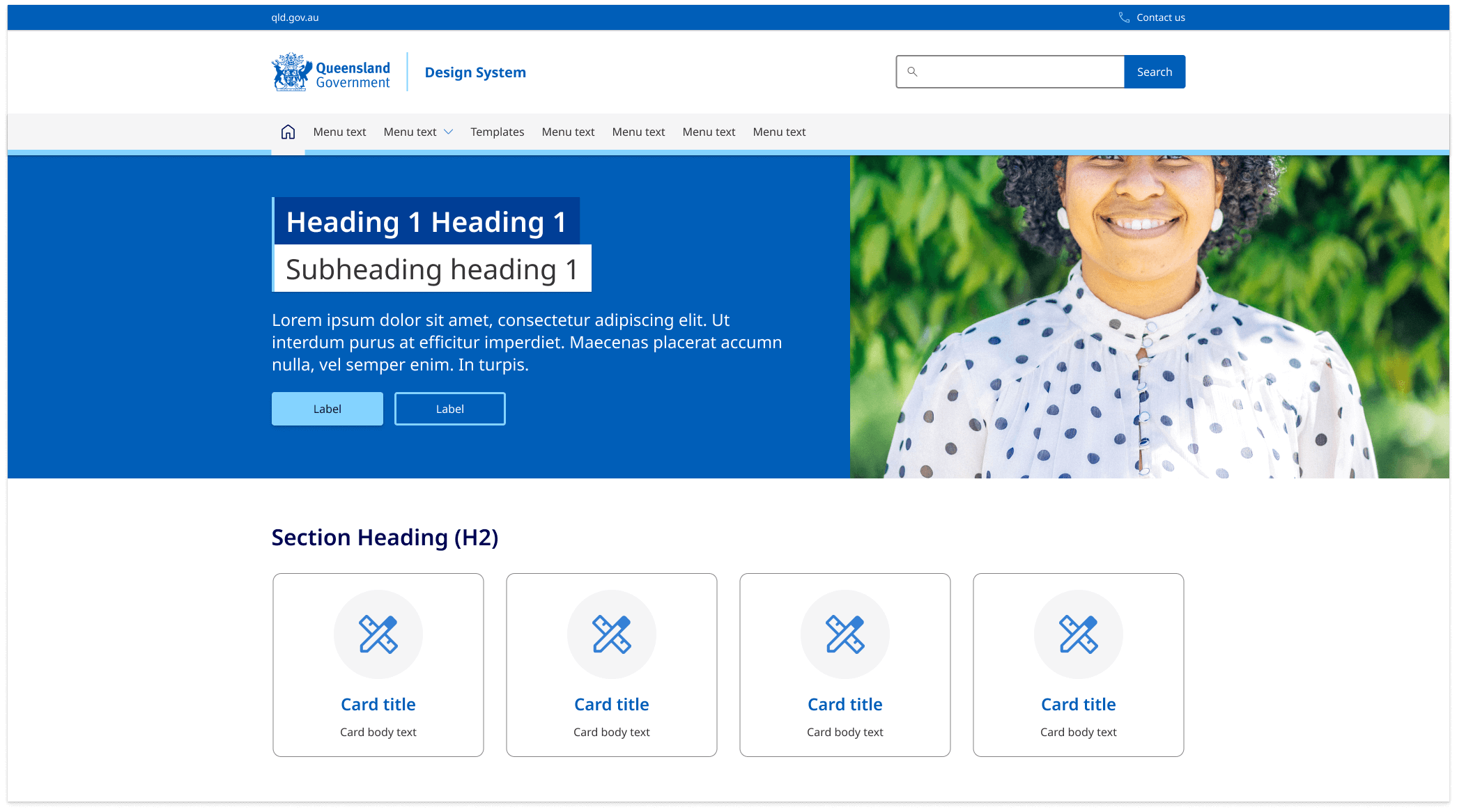 Example of default banner showing hero image cropped
