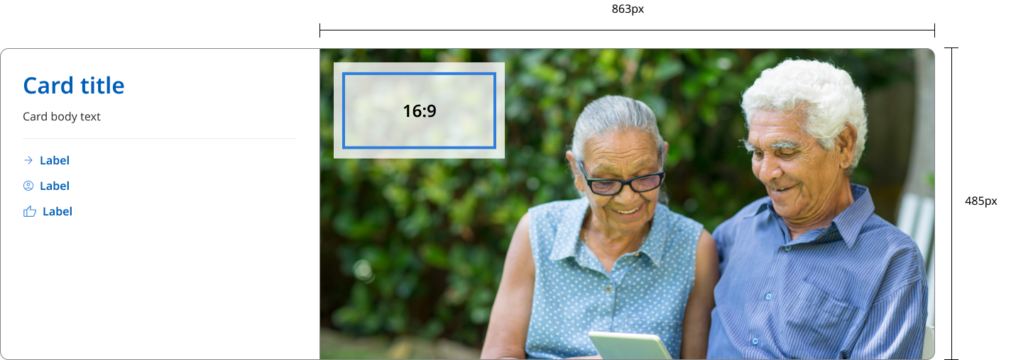 Example of a feature card showing that the largest width will be 863px