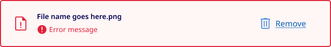 Example of file status component showing the error remove file state. 