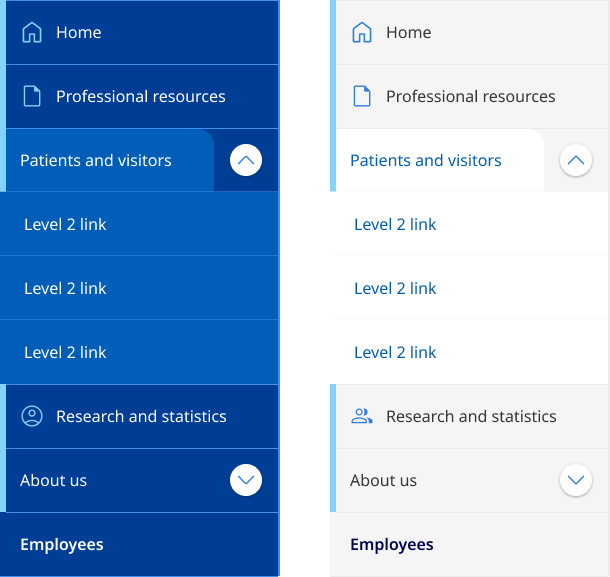 Example of light and dark vertical navigation